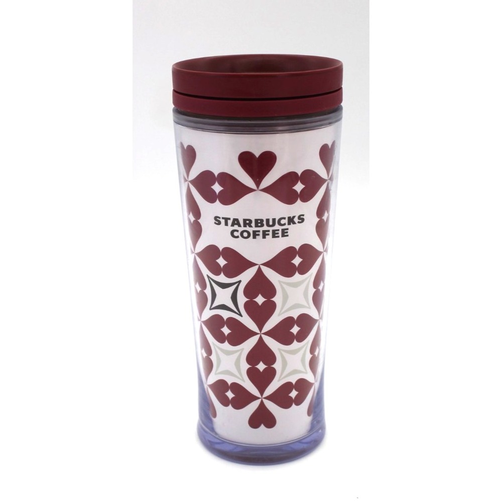 Starbucks 2009 Red Hearts Travel Coffee Mug Tumbler Twist Top 360 Sip Lid
